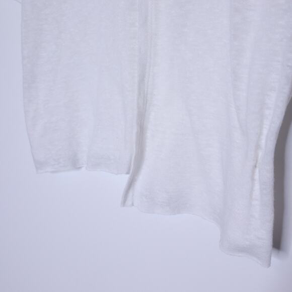 THE RANGE Linen Blend Crew Neck Tee White Asymmetrical Hem T-Shirt Women's S - Picture 3 of 12